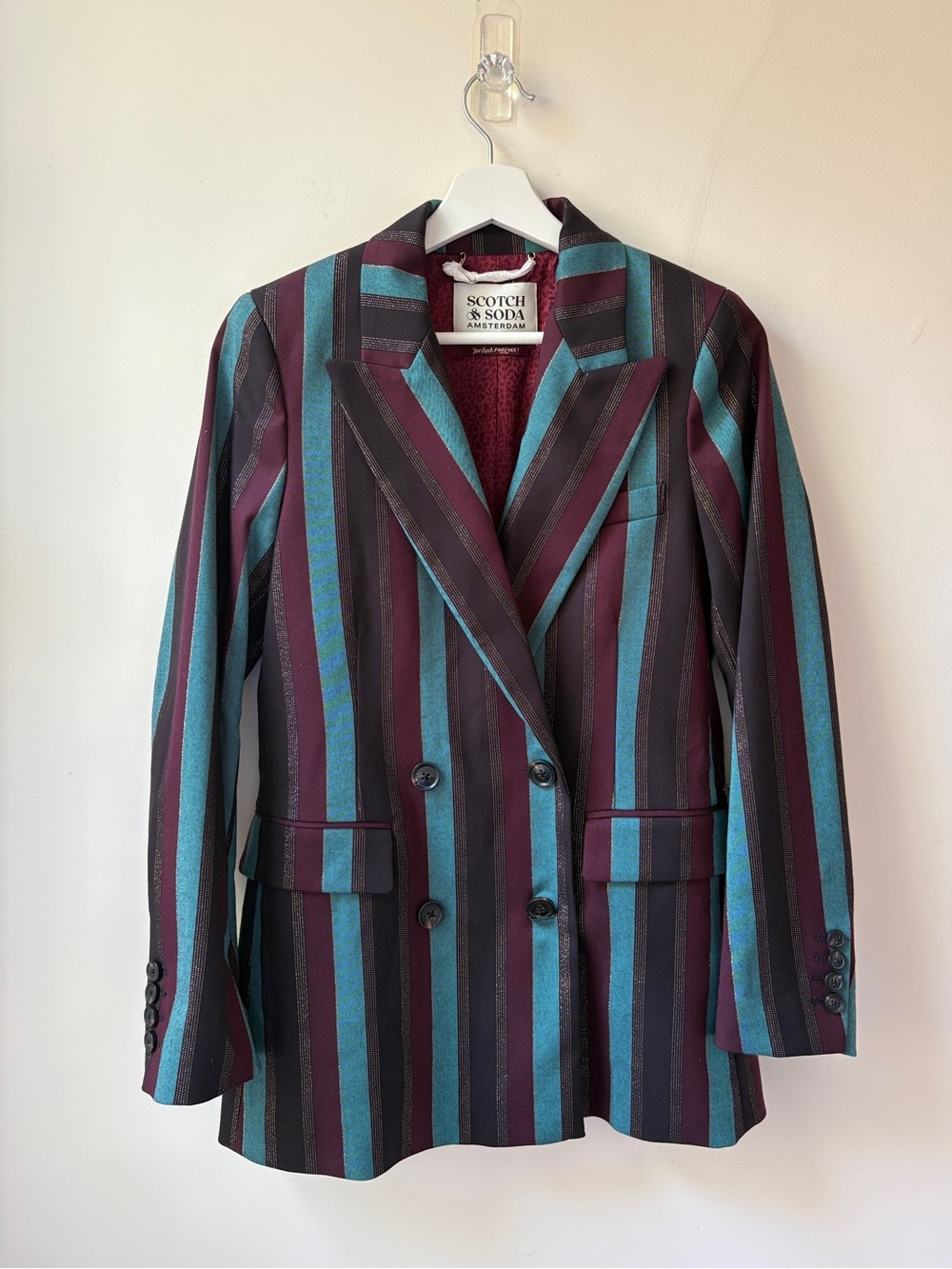 Scotch & Soda Metallic Striped Double-Breasted Blazer - Picture 4 of 16